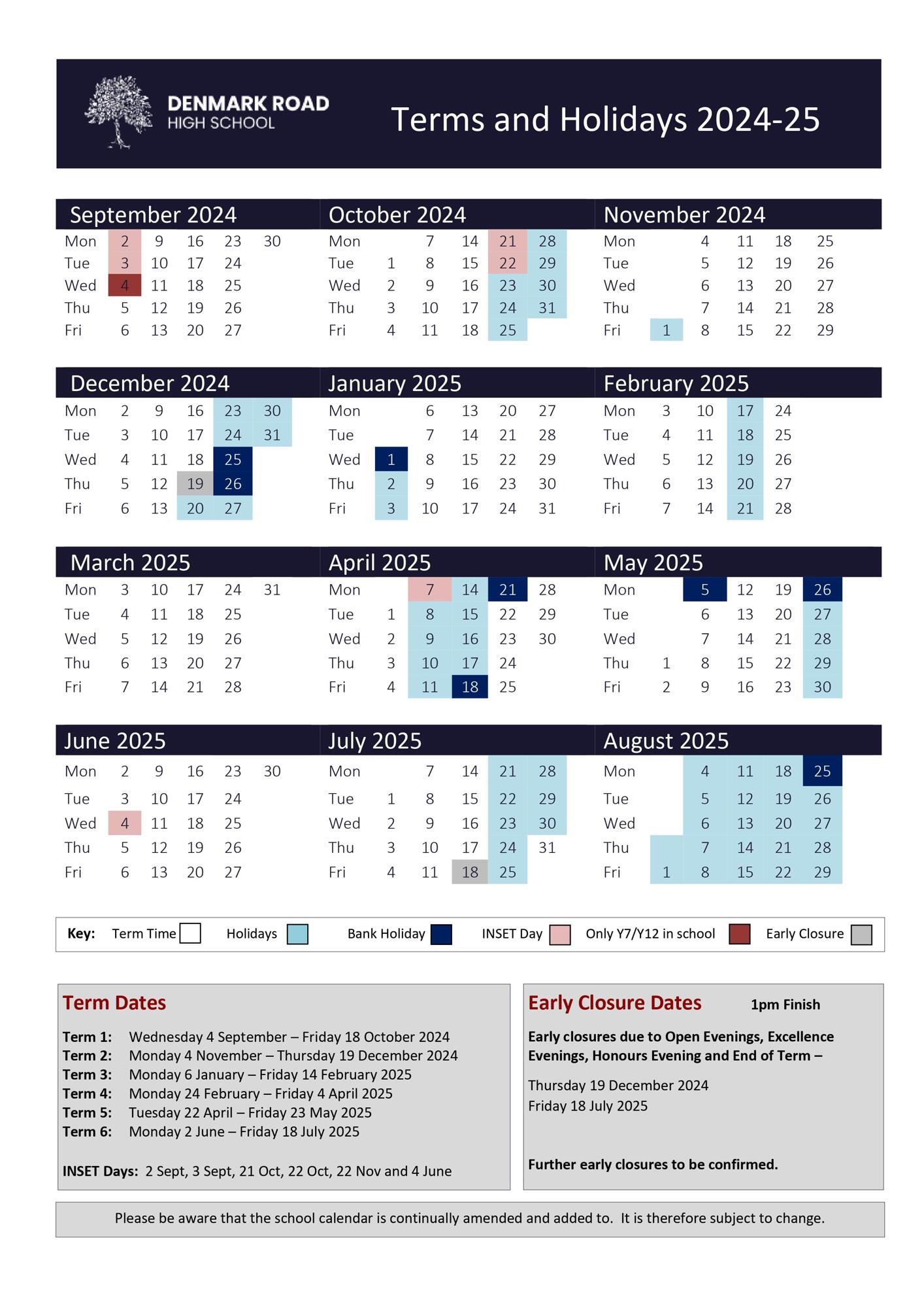 Term Dates Denmark Road High School